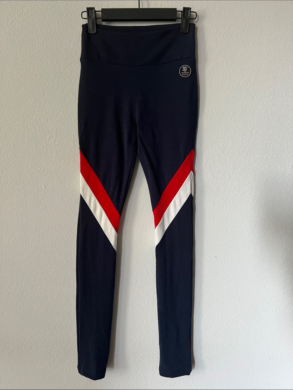 We Norwegians Leggings Womens Size XS Blue Red White Merino Wool Ladies